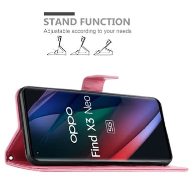 Oppo FIND X3 NEO lommebokdeksel Blomster (rosa)