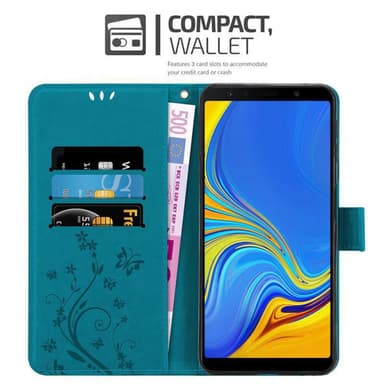 Samsung Galaxy A7 2018 lommebokdeksel Blomster (blå)