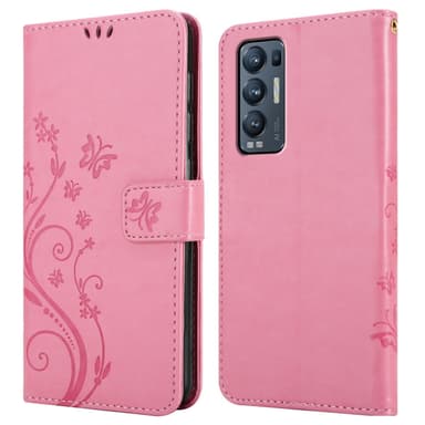 Oppo FIND X3 NEO lommebokdeksel Blomster (rosa)