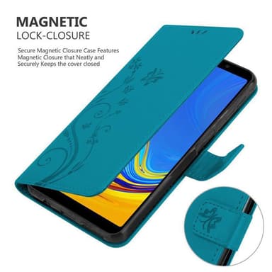 Samsung Galaxy A7 2018 lommebokdeksel Blomster (blå)