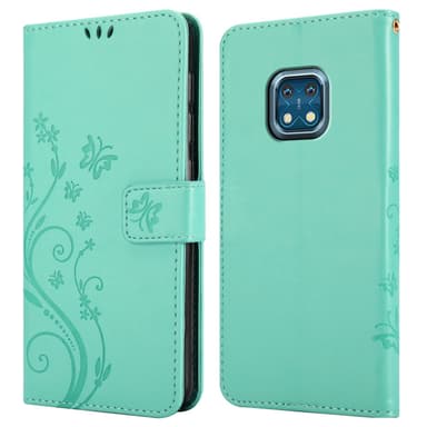 Nokia XR20 lommebokdeksel Blomster (turkis)
