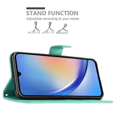 Samsung Galaxy A34 5G lommebokdeksel Blomster (Turkis)