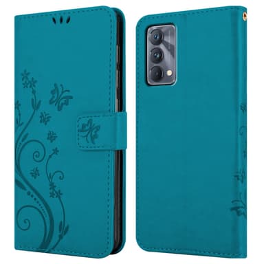 Realme GT Master lommebokdeksel Blomster (blå)