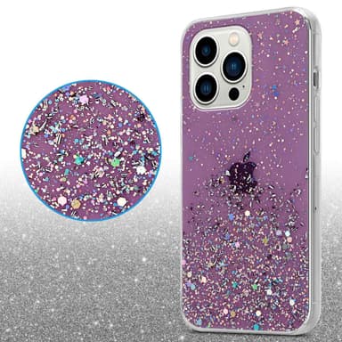 iPhone 14 PRO MAX Silikondeksel Glitter (lilla)