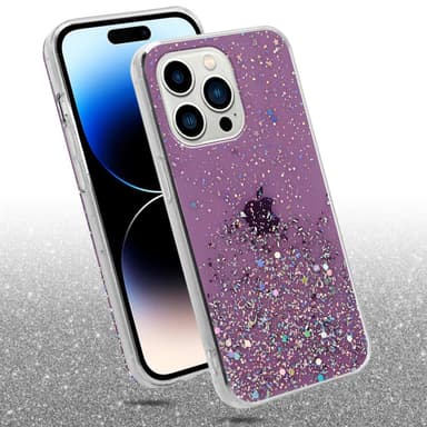 iPhone 14 PRO MAX Silikondeksel Glitter (lilla)