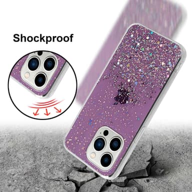 iPhone 14 PRO MAX Silikondeksel Glitter (lilla)