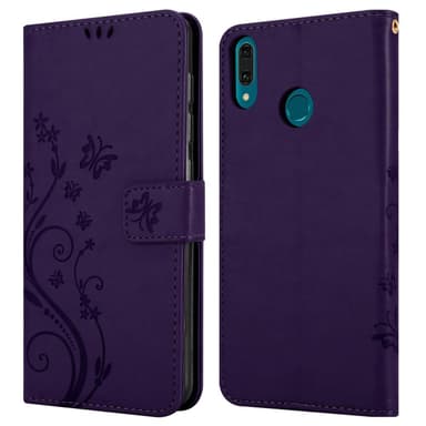 Huawei Y9 2019 lommebokdeksel Blomster (lilla)