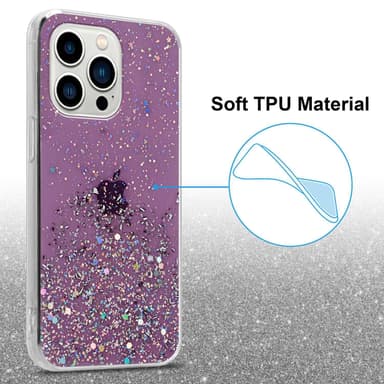 iPhone 14 PRO MAX Silikondeksel Glitter (lilla)