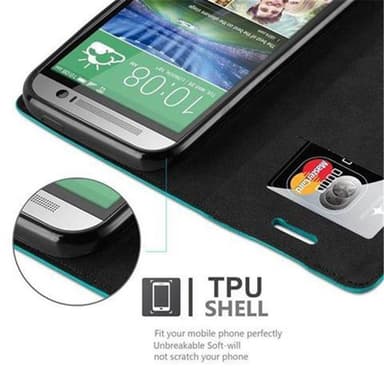 HTC ONE M8 lommebokdeksel case (turkis)