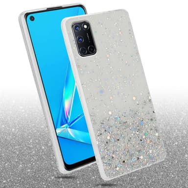 Oppo A92 Silikondeksel Glitter (Gjennomsiktig)