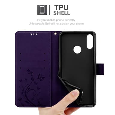 Huawei Y9 2019 lommebokdeksel Blomster (lilla)