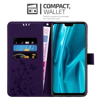 Huawei Y9 2019 lommebokdeksel Blomster (lilla)