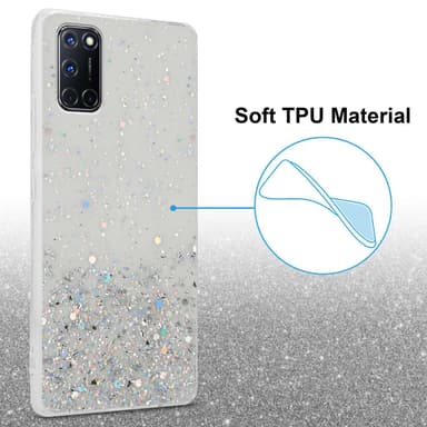 Oppo A92 Silikondeksel Glitter (Gjennomsiktig)