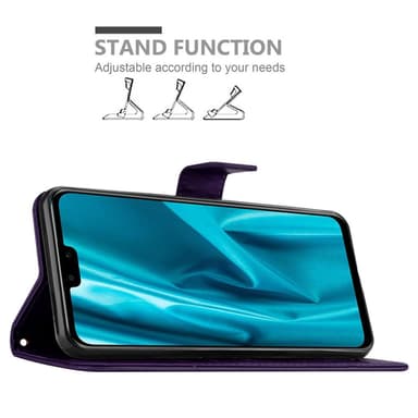 Huawei Y9 2019 lommebokdeksel Blomster (lilla)