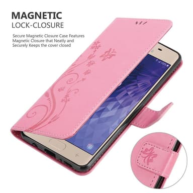 Samsung Galaxy J3 2018 lommebokdeksel Blomster (rosa)
