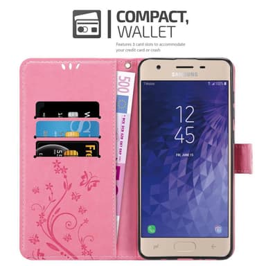 Samsung Galaxy J3 2018 lommebokdeksel Blomster (rosa)