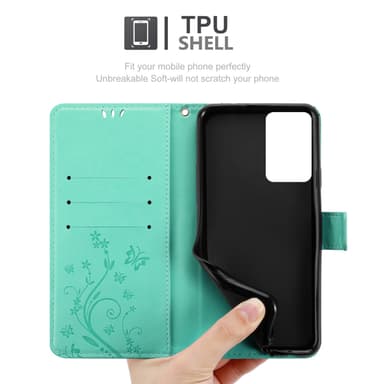 OnePlus Nord CE 2 5G lommebokdeksel Blomster (turkis)