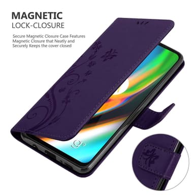 Motorola MOTO G9 PLUS lommebokdeksel Blomster (Lilla)