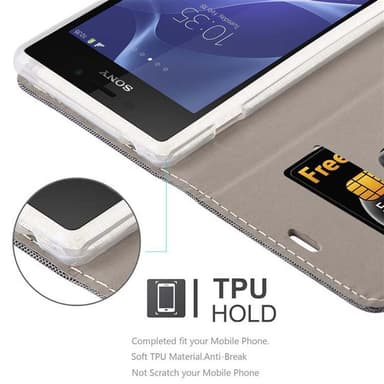 Sony Xperia M2 / M2 AQUA lommebokdeksel etui (grå)