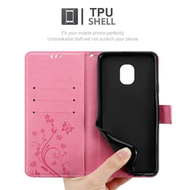 Samsung Galaxy J3 2018 lommebokdeksel Blomster (rosa)