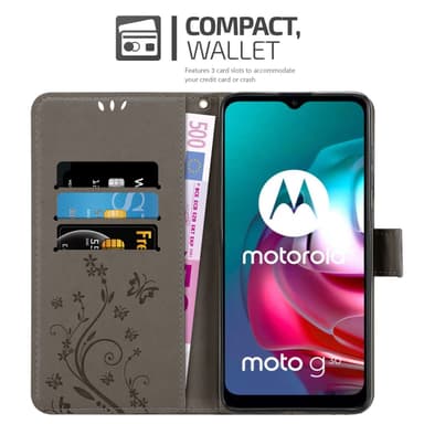 Motorola MOTO G10 / G30 lommebokdeksel Blomster (grå)