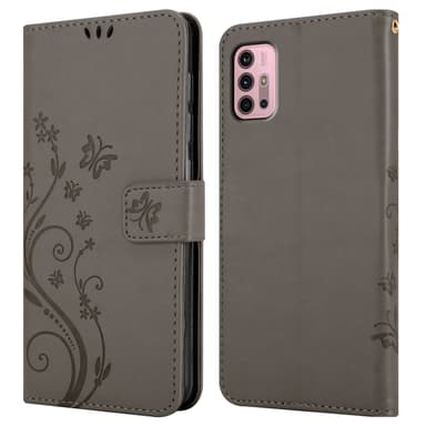 Motorola MOTO G10 / G30 lommebokdeksel Blomster (grå)