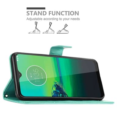 Motorola MOTO G8 lommebokdeksel Blomster (Turkis)