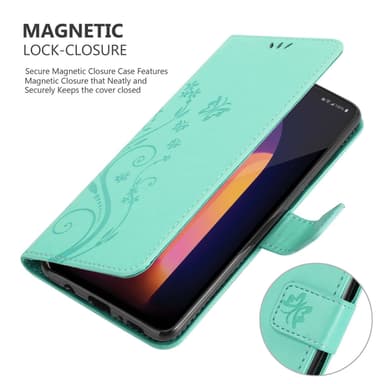 LG V60 ThinQ lommebokdeksel Blomster (Turkis)