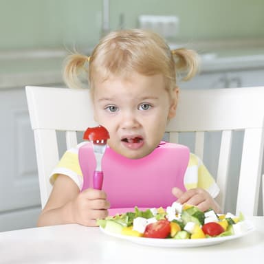 Babysmekke laget av silikon med dryppbrett rosa