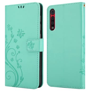 Motorola MOTO G8 lommebokdeksel Blomster (Turkis)
