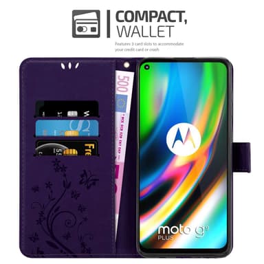 Motorola MOTO G9 PLUS lommebokdeksel Blomster (Lilla)