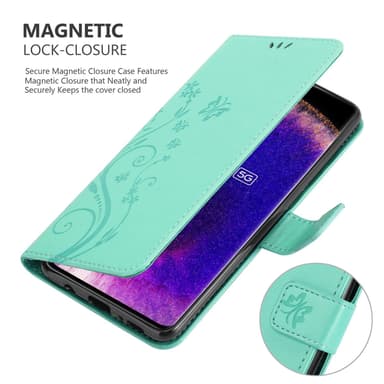 Oppo FIND X5 lommebokdeksel Blomster (turkis)