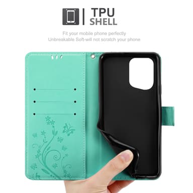 Oppo FIND X5 lommebokdeksel Blomster (turkis)
