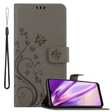 Motorola MOTO G10 / G30 lommebokdeksel Blomster (grå)