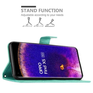 Oppo FIND X5 lommebokdeksel Blomster (turkis)