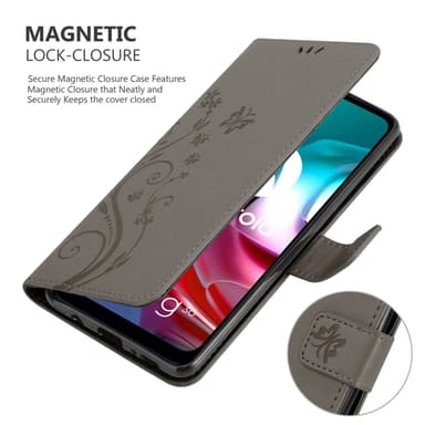 Motorola MOTO G10 / G30 lommebokdeksel Blomster (grå)