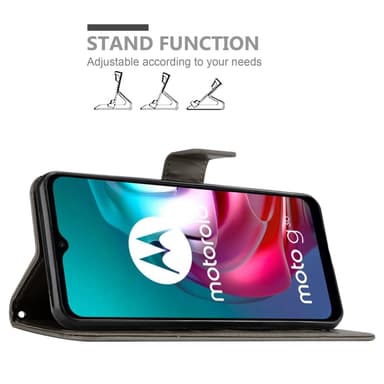 Motorola MOTO G10 / G30 lommebokdeksel Blomster (grå)