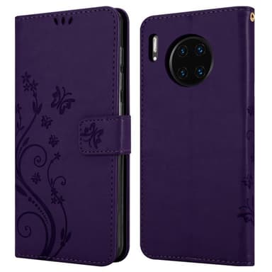 Huawei MATE 30 PRO lommebokdeksel Blomster (lilla)