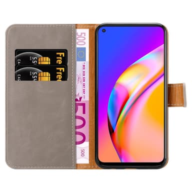 Oppo A94 5G lommebokdeksel etui (brun)