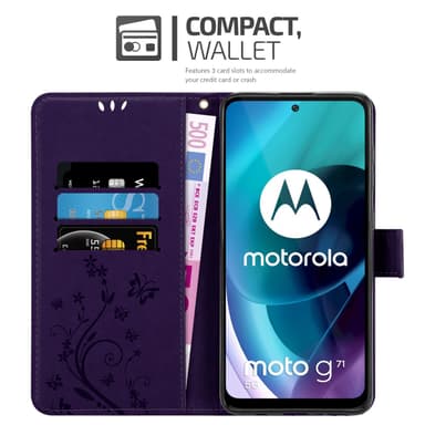 Motorola MOTO G71 5G lommebokdeksel Blomster (lilla)