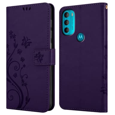 Motorola MOTO G71 5G lommebokdeksel Blomster (lilla)