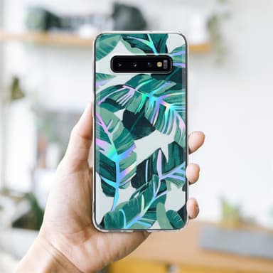 Samsung Galaxy S10 4G lommebokdeksel Blomster (hvit)
