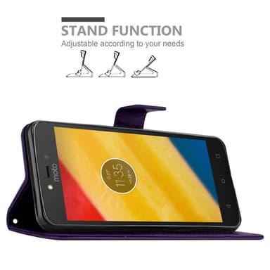 Motorola MOTO C PLUS lommebokdeksel Blomster (lilla)