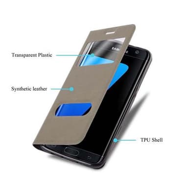 Samsung Galaxy S7 EDGE lommebokdeksel cover (brun)