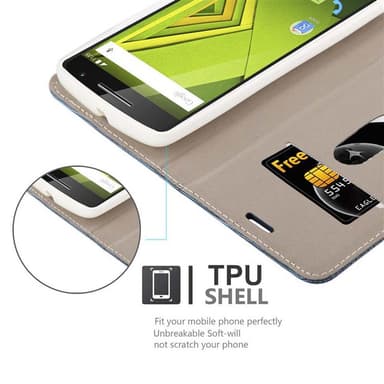 Motorola MOTO X PLAY lommebokdeksel etui (blå)