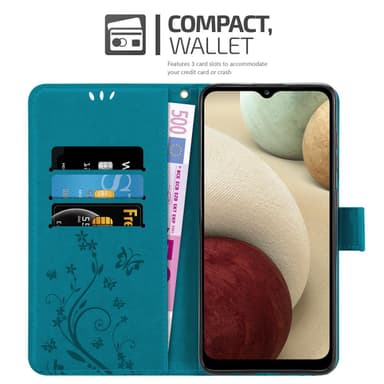 Samsung Galaxy A12 / M12 lommebokdeksel Blomster (blå)