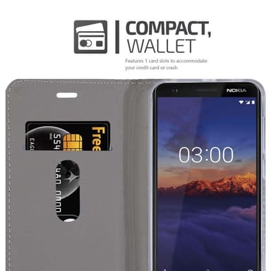 Nokia 3.1 lommebokdeksel etui (grå)