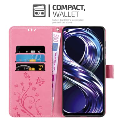 Realme 8i / Narzo 50 4G lommebokdeksel Blomster (rosa)