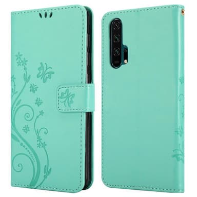 Honor 20 PRO lommebokdeksel Blomster (turkis)
