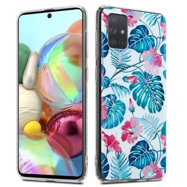 Samsung Galaxy A71 4G lommebokdeksel Blomster (hvit)